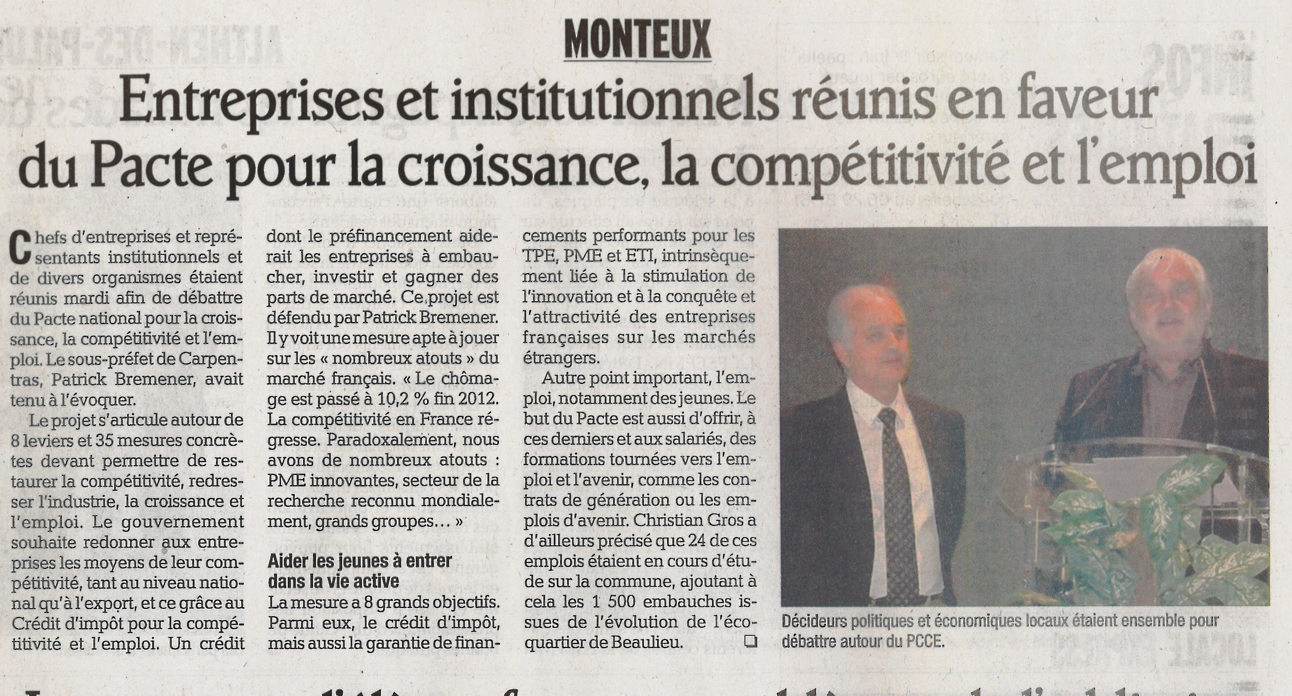 article paru dans le Vaucluse Matin le 31 mai 2013, juin 2013 article paru dans le Vaucluse Matin le 31 mai 2013