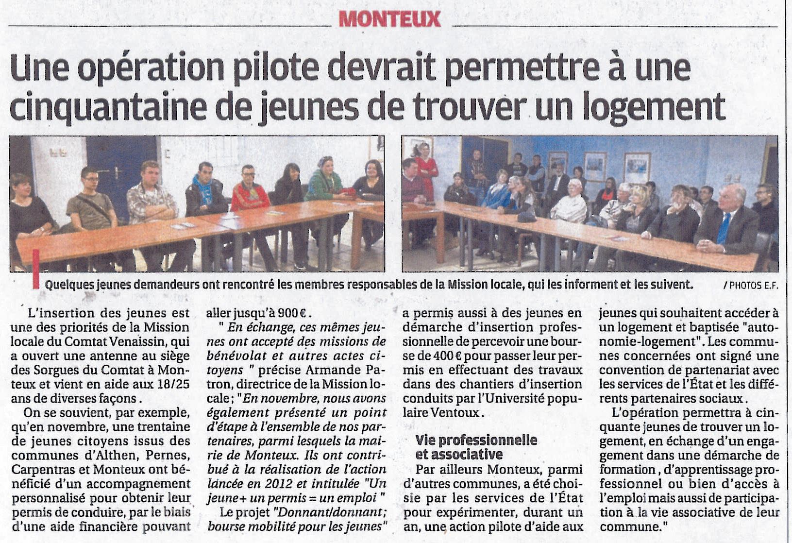 Article paru dans la Provence le 31 12 13, déc. 2013 Article paru dans la Provence le 31 12 13